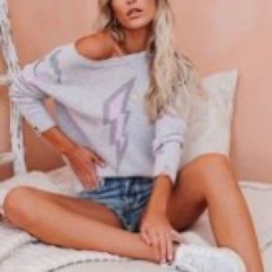 Size L fits like S/M VICI distressed bolt sweater